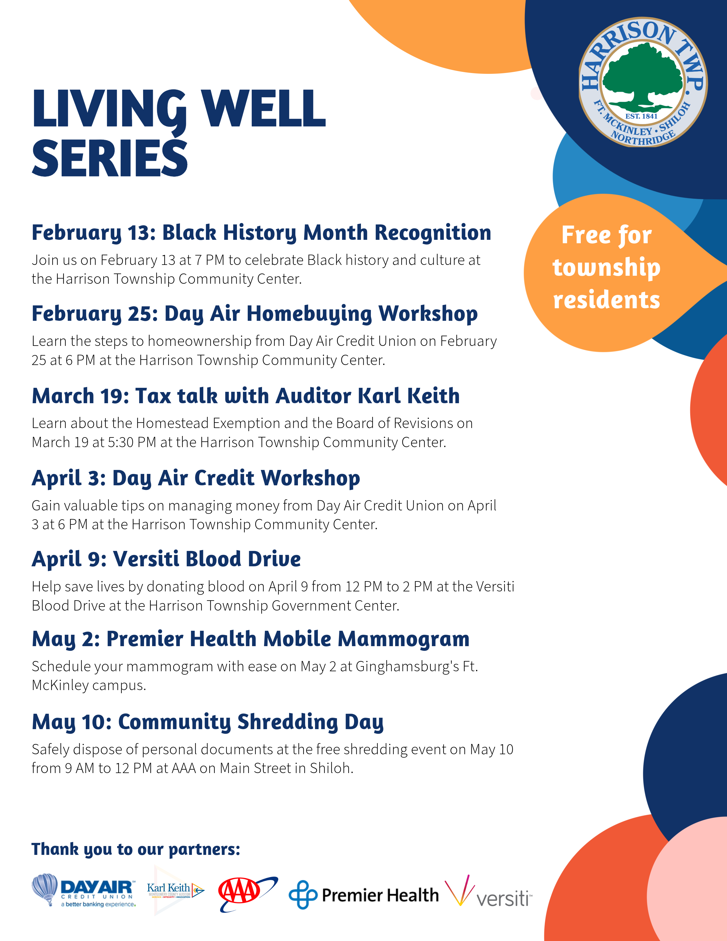 Calendar for Living Well Series